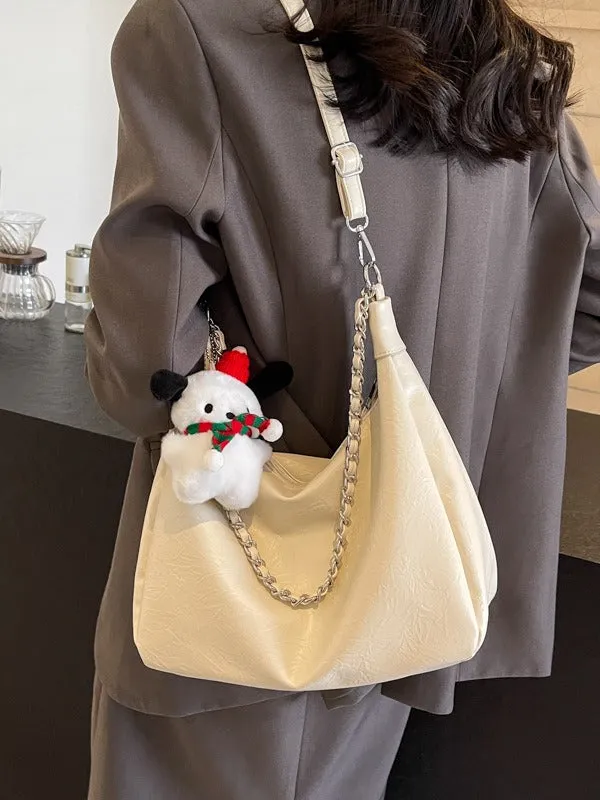 Women's Soft Leather Large Capacity Underarm Chain Crossbody Bags