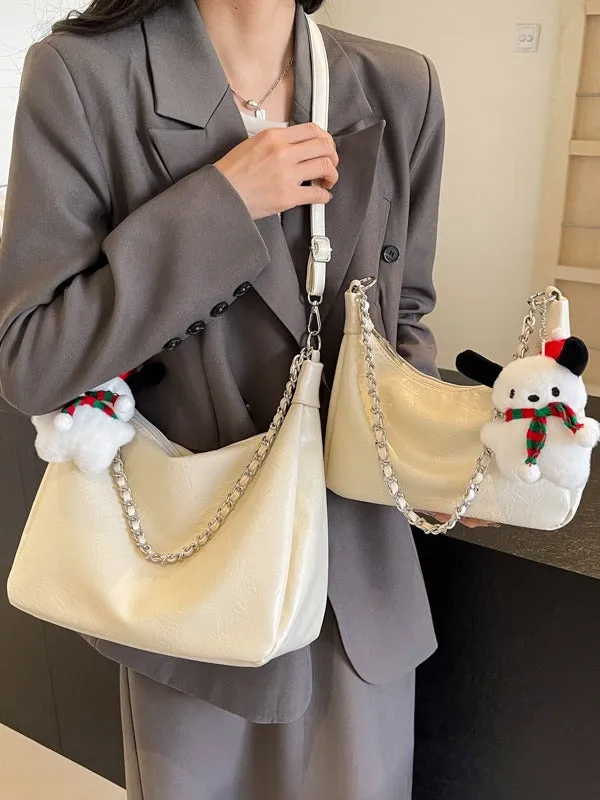 Women's Soft Leather Large Capacity Underarm Chain Crossbody Bags