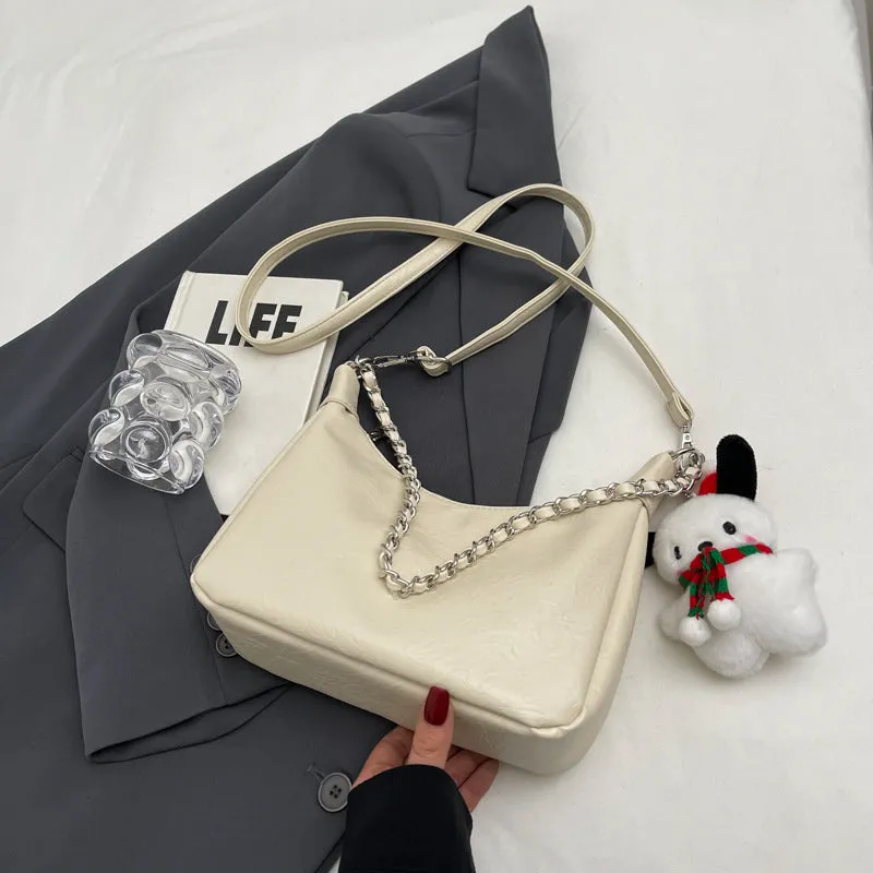 Women's Soft Leather Large Capacity Underarm Chain Crossbody Bags