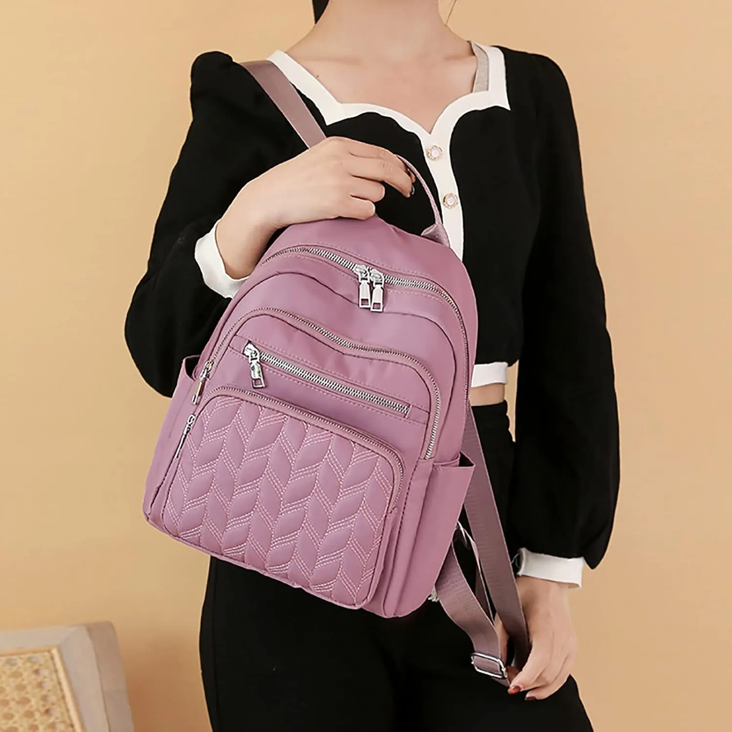 Women's Soft Leather Travel Backpack Soft Rucksack Ladies Shoulder Bags Medium Designer Backpack Purse for Women