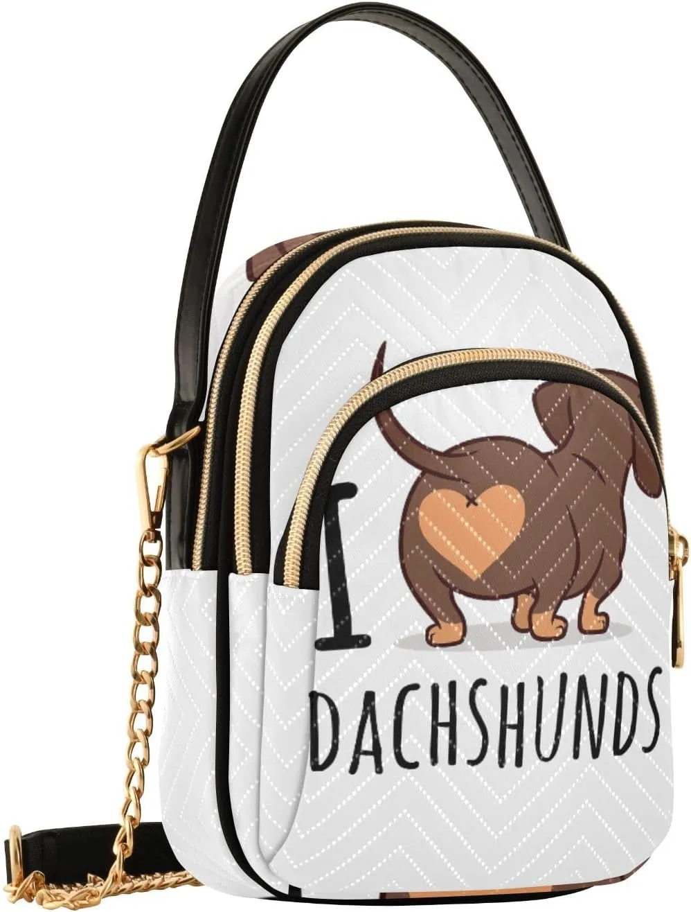 Women's Wave Cross Body Chest Bag, 52 inch Gold Chain Shoulder Handbag Purse