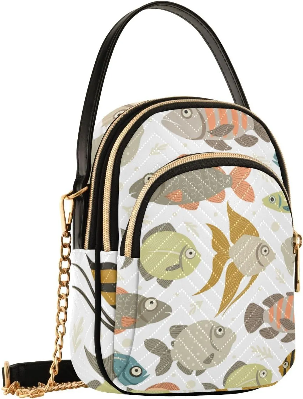 Women's Wave Cross Body Chest Bag, 52 inch Gold Chain Shoulder Handbag Purse