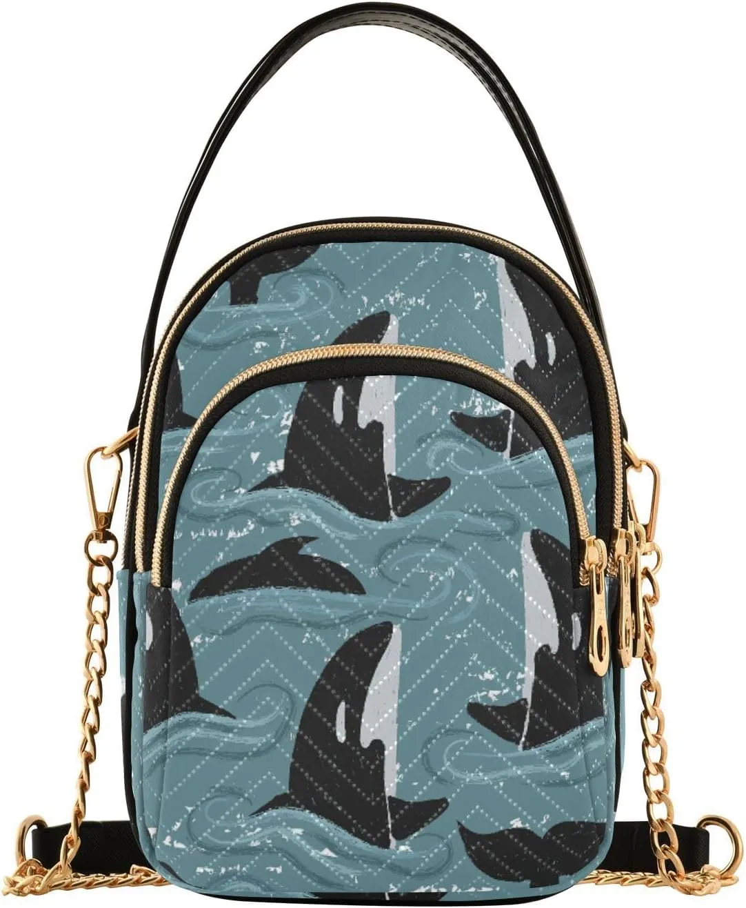 Women's Wave Cross Body Chest Bag, 52 inch Gold Chain Shoulder Handbag Purse