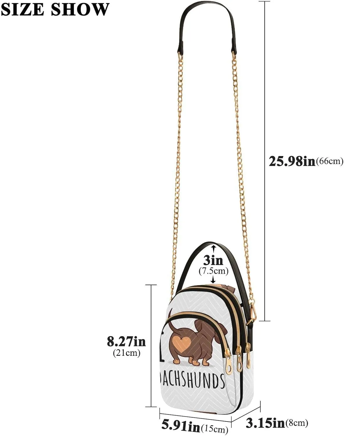 Women's Wave Cross Body Chest Bag, 52 inch Gold Chain Shoulder Handbag Purse