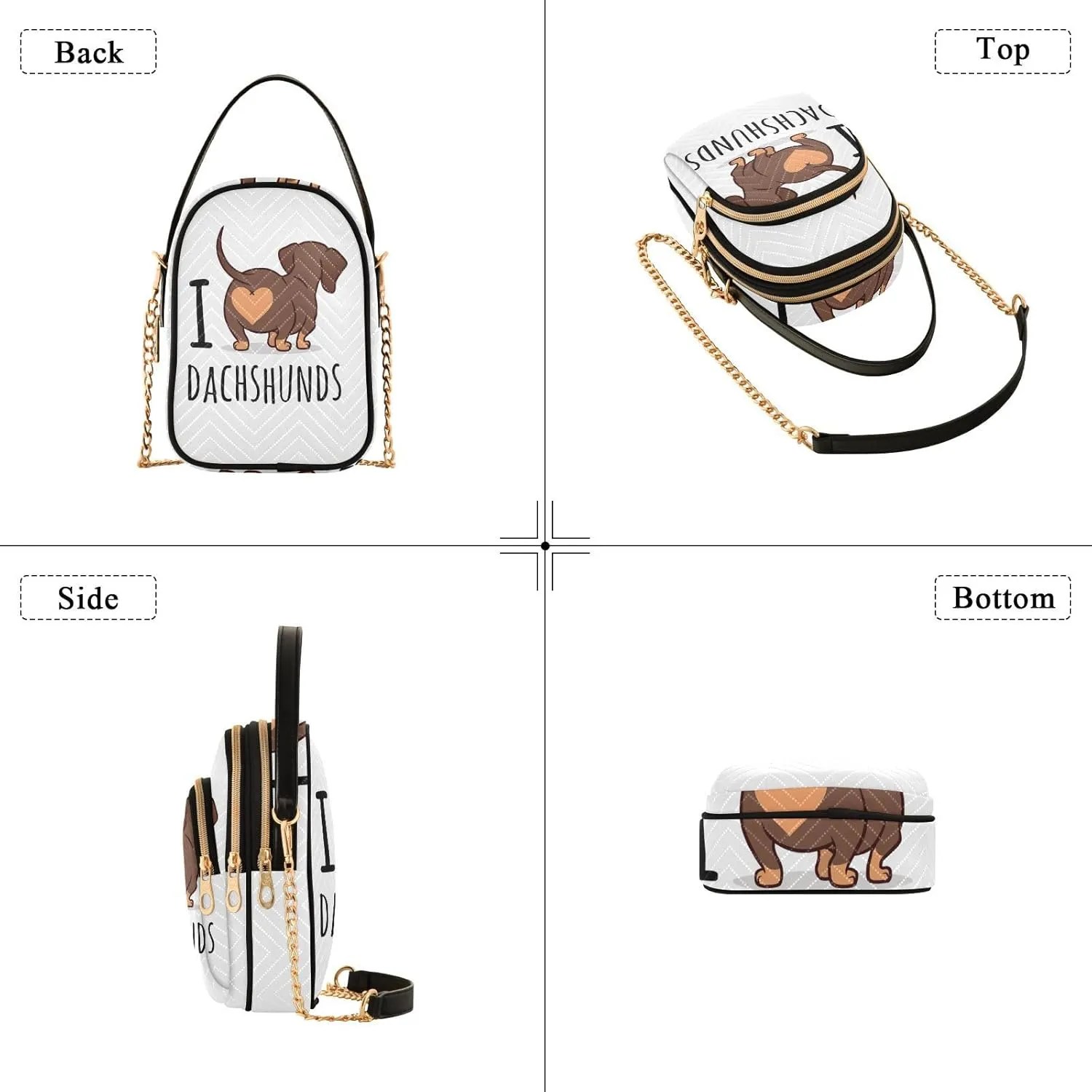 Women's Wave Cross Body Chest Bag, 52 inch Gold Chain Shoulder Handbag Purse
