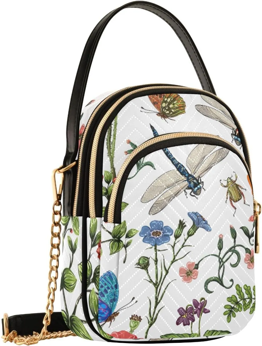 Women's Wave Cross Body Chest Bag, 52 inch Gold Chain Shoulder Handbag Purse