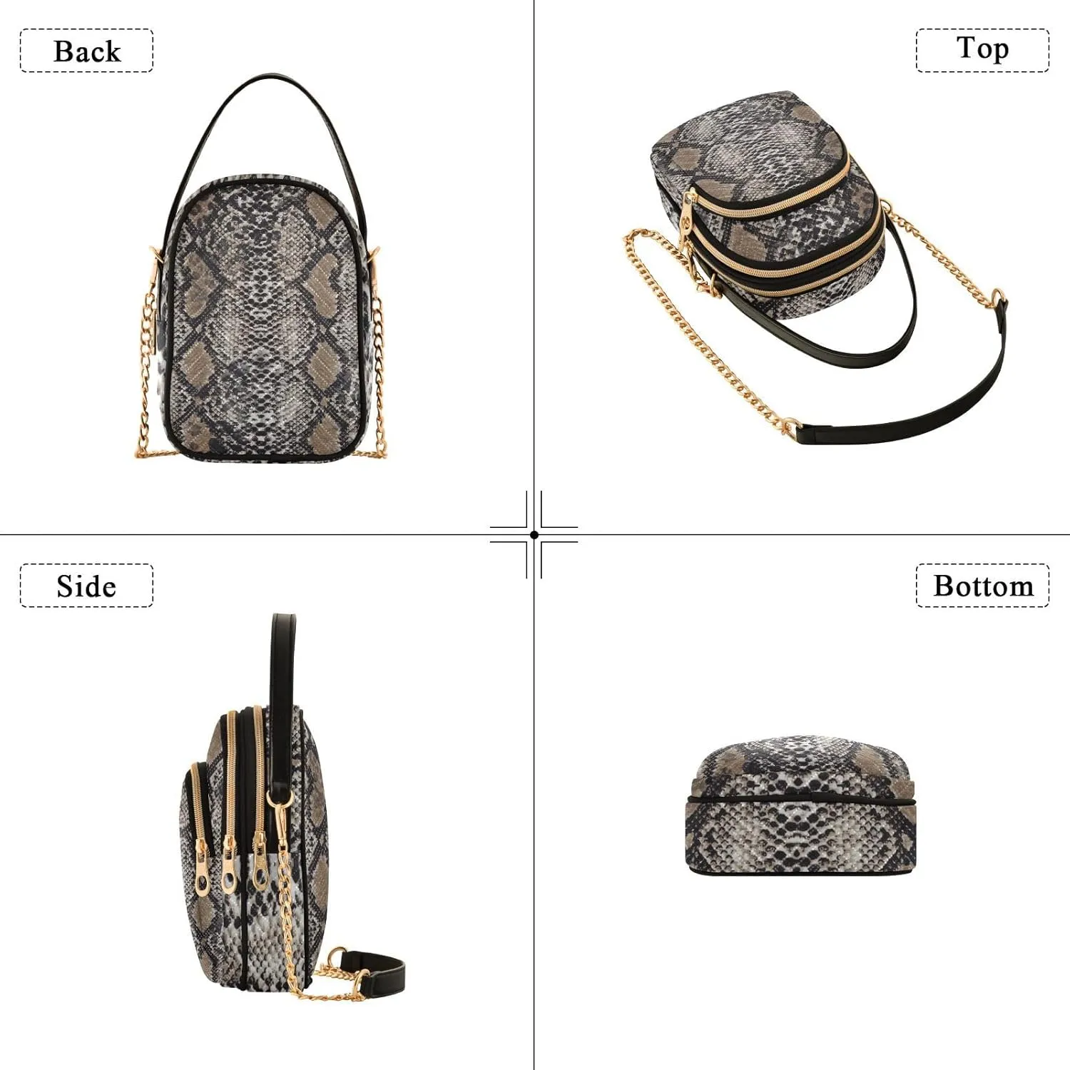 Women's Wave Cross Body Chest Bag, 52 inch Gold Chain Shoulder Handbag Purse