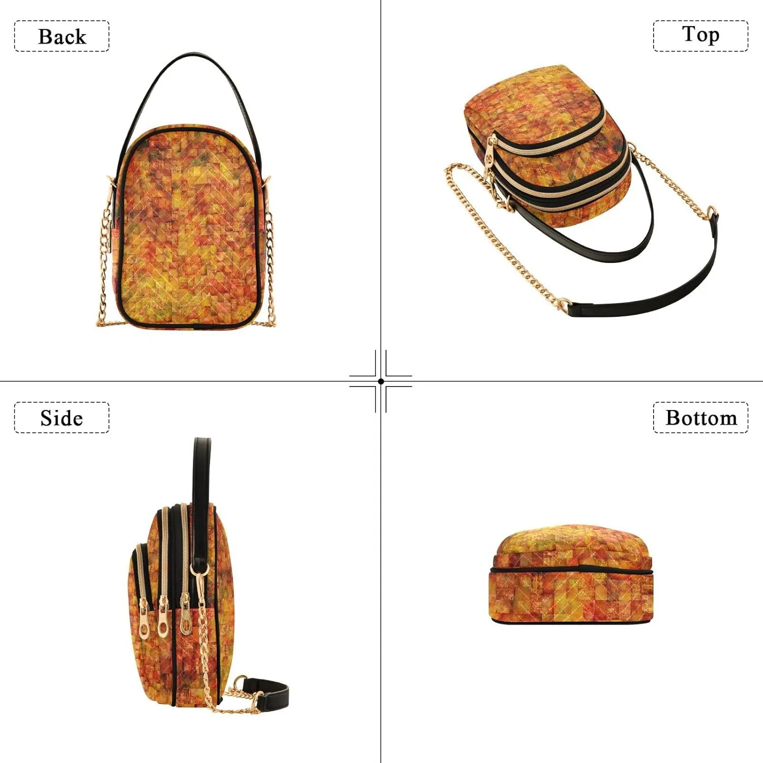 Women's Wave Cross Body Chest Bag, 52 inch Gold Chain Shoulder Handbag Purse