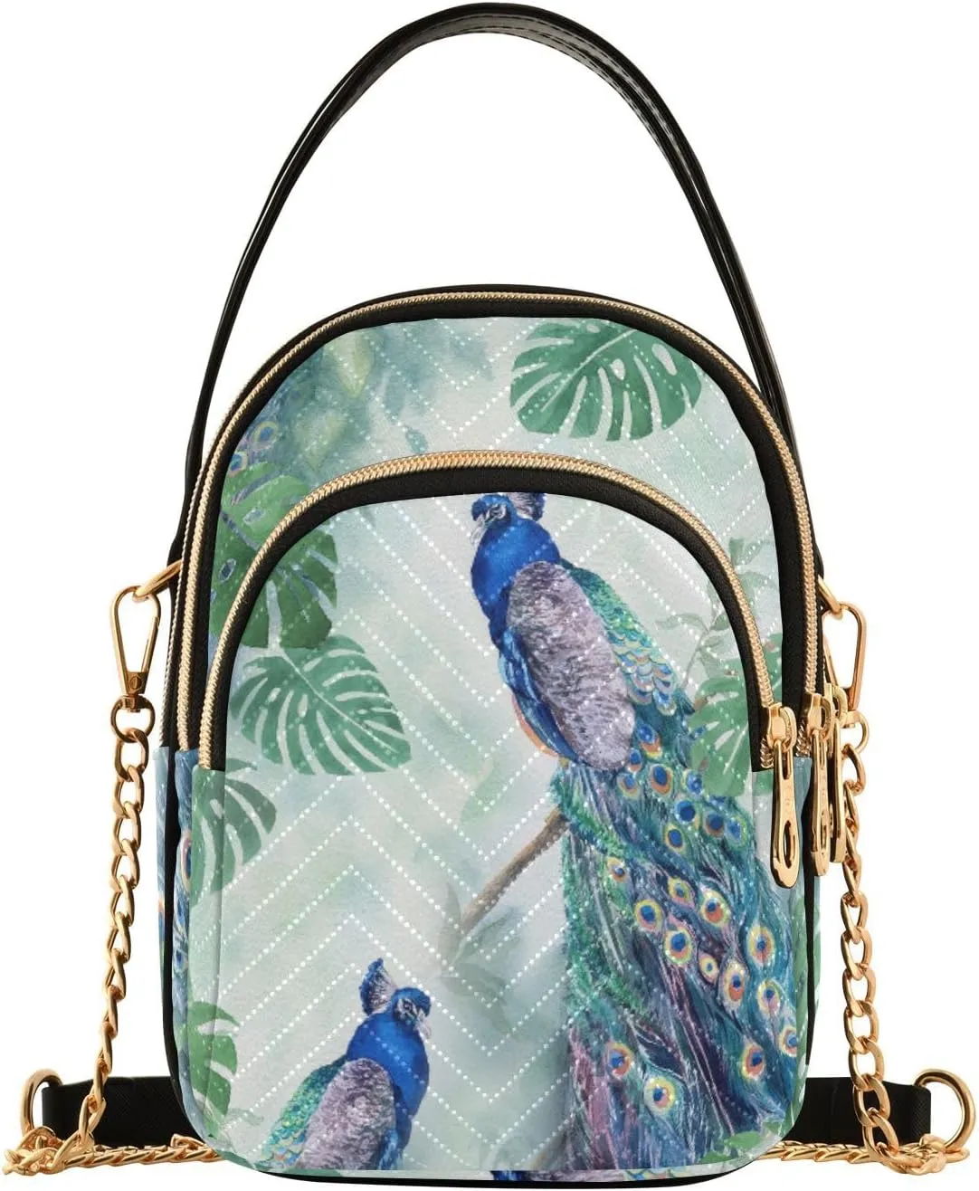Women's Wave Cross Body Chest Bag, 52 inch Gold Chain Shoulder Handbag Purse