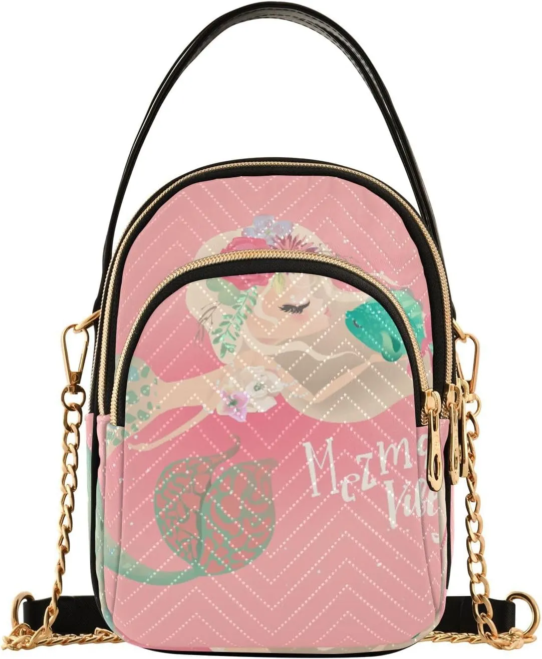 Women's Wave Cross Body Chest Bag, 52 inch Gold Chain Shoulder Handbag Purse