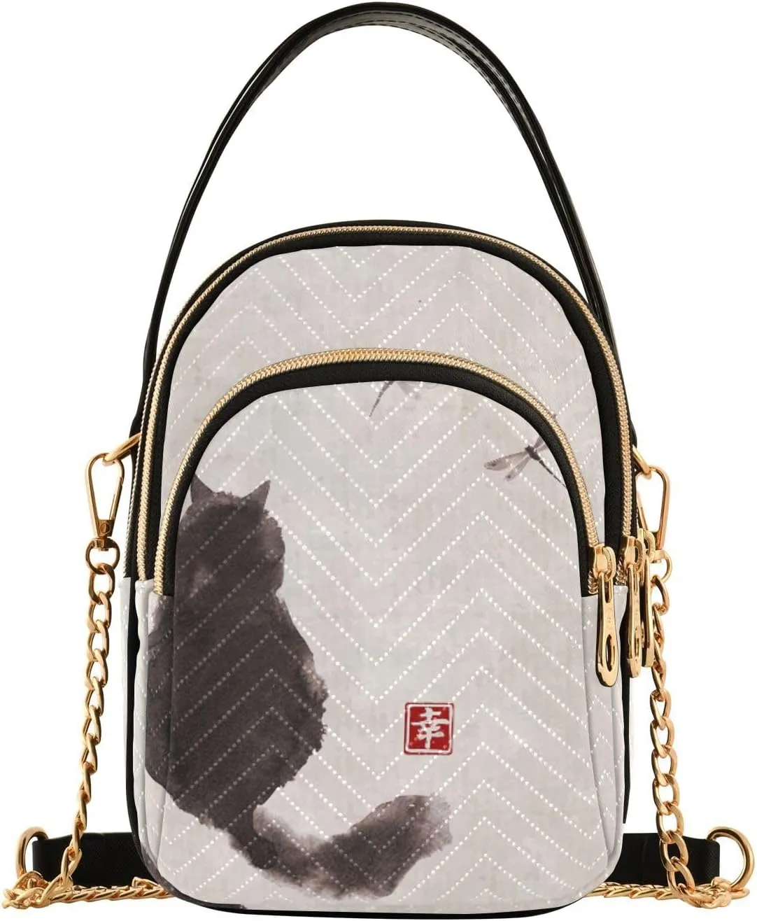 Women's Wave Cross Body Chest Bag, 52 inch Gold Chain Shoulder Handbag Purse
