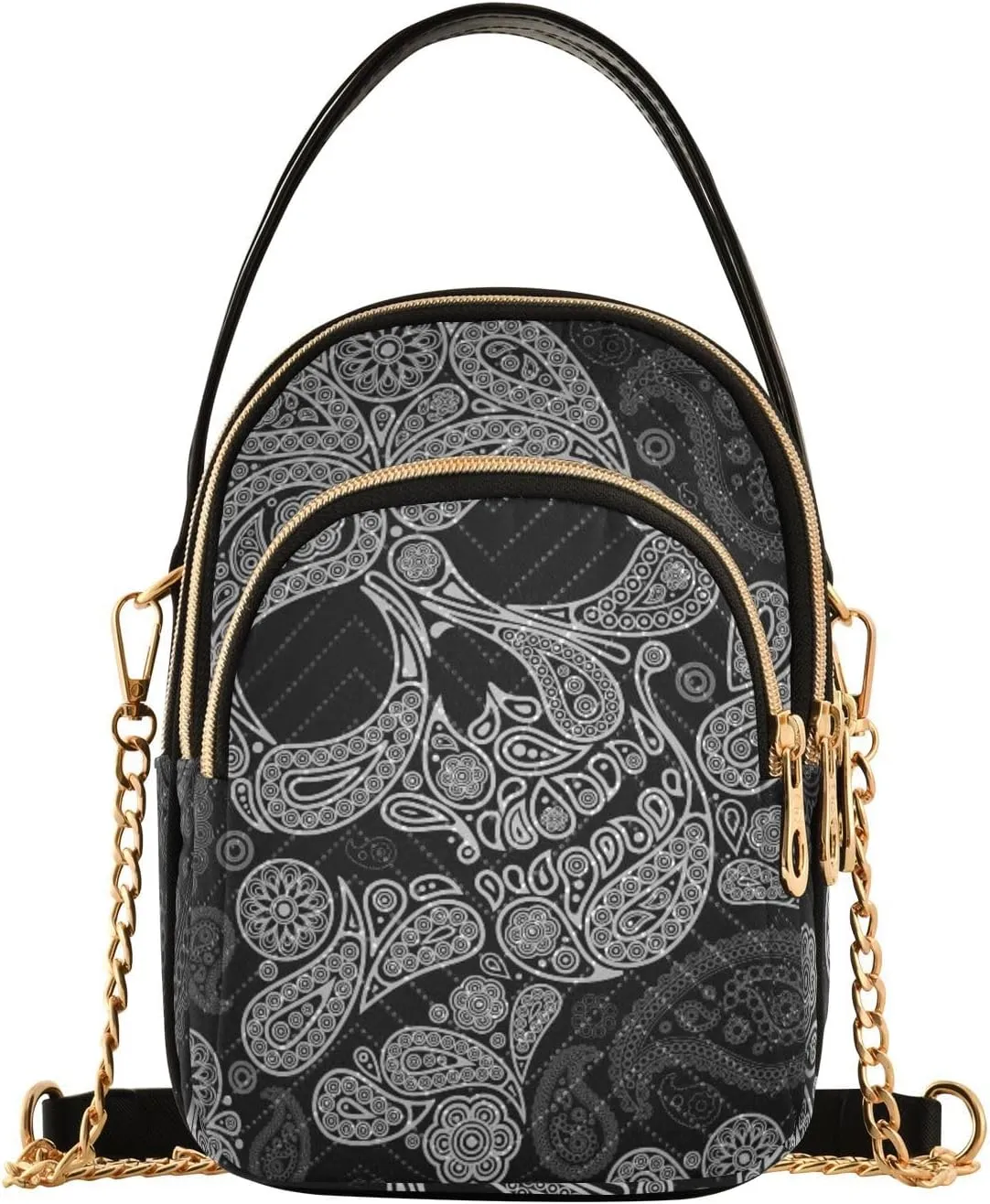 Women's Wave Cross Body Chest Bag, 52 inch Gold Chain Shoulder Handbag Purse