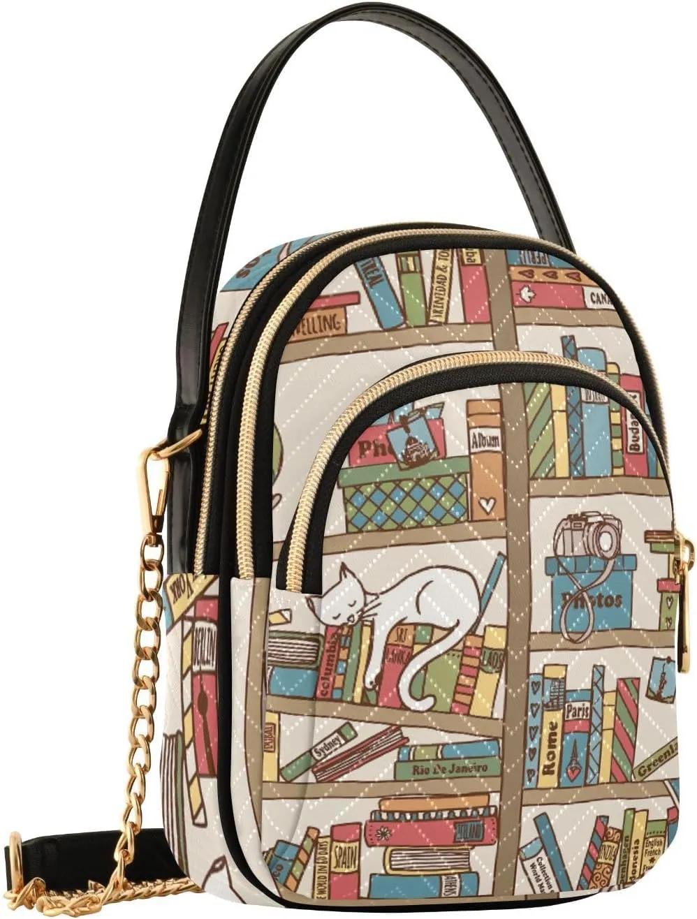 Women's Wave Cross Body Chest Bag, 52 inch Gold Chain Shoulder Handbag Purse