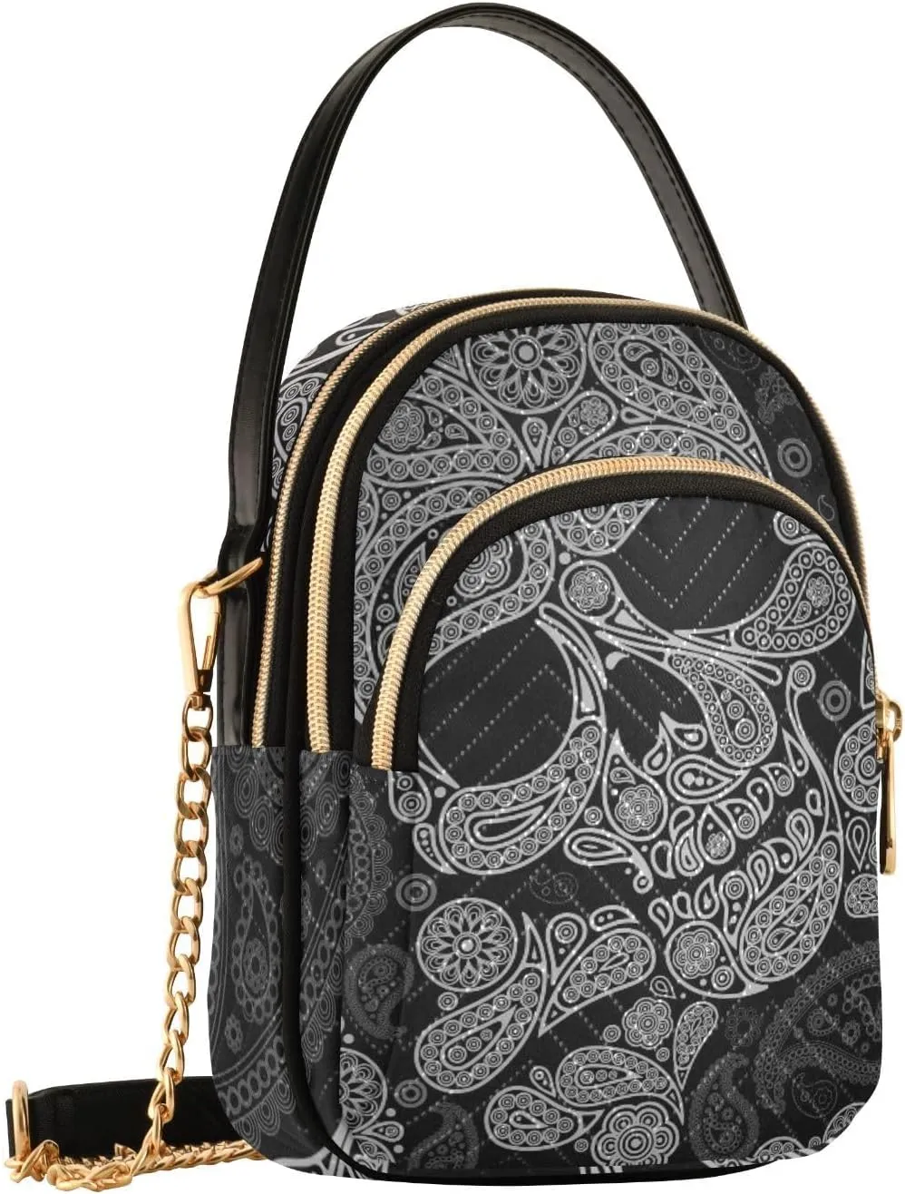 Women's Wave Cross Body Chest Bag, 52 inch Gold Chain Shoulder Handbag Purse