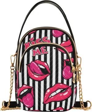 Women's Wave Cross Body Chest Bag, 52 inch Gold Chain Shoulder Handbag Purse