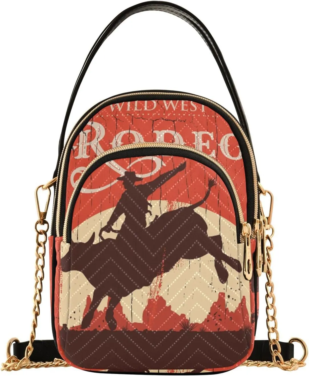 Women's Wave Cross Body Chest Bag, 52 inch Gold Chain Shoulder Handbag Purse