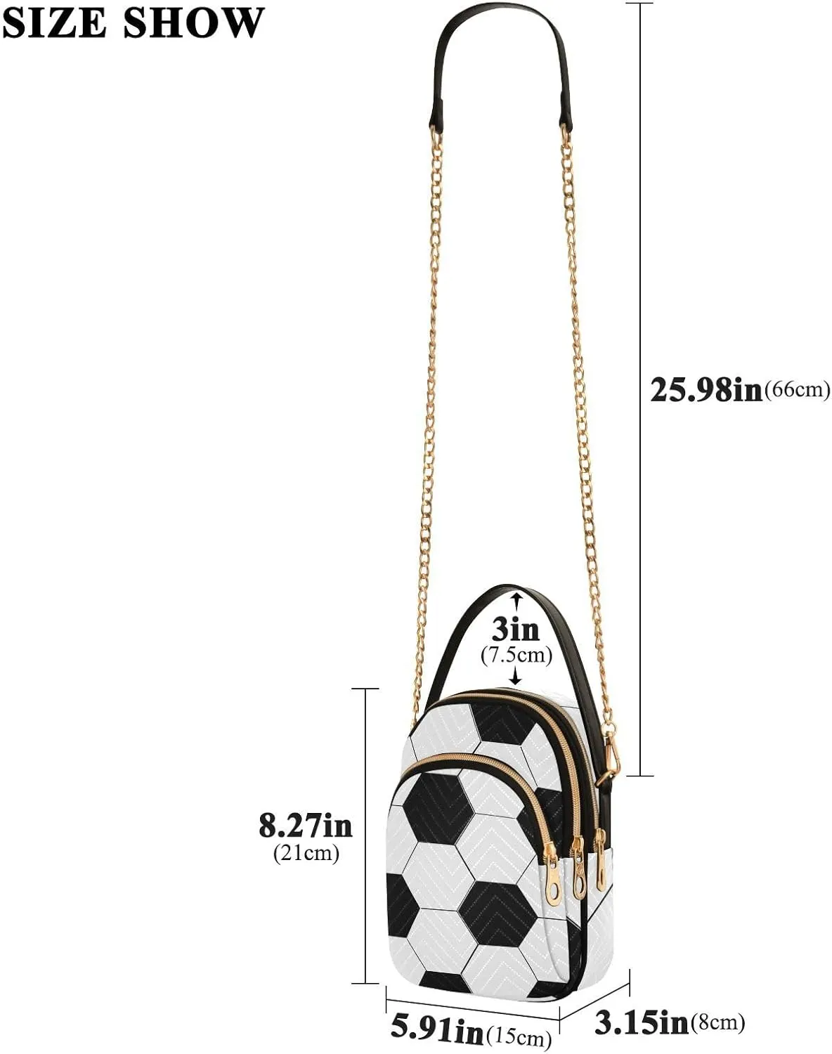 Women's Wave Cross Body Chest Bag, 52 inch Gold Chain Shoulder Handbag Purse