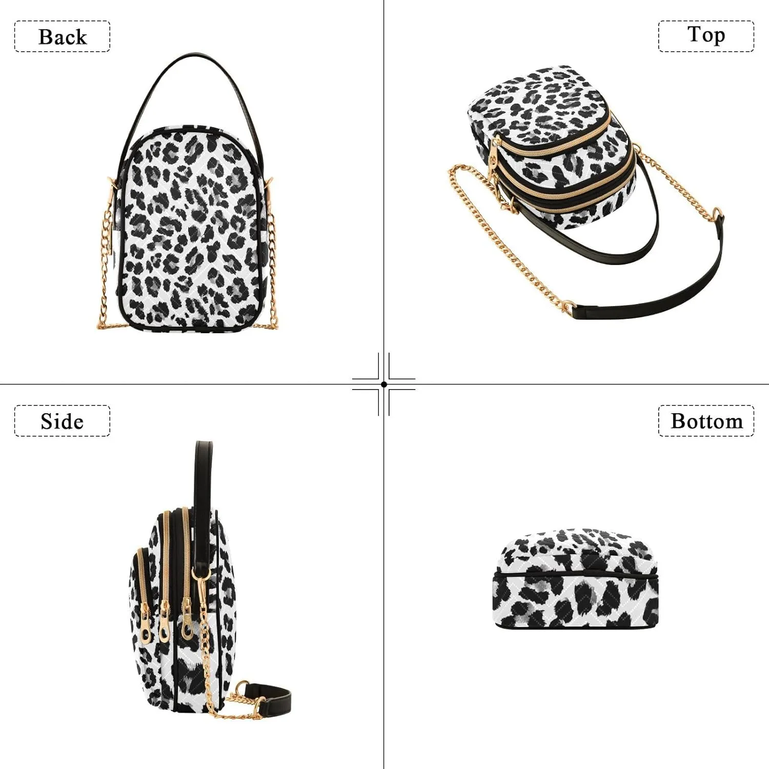 Women's Wave Cross Body Chest Bag, 52 inch Gold Chain Shoulder Handbag Purse