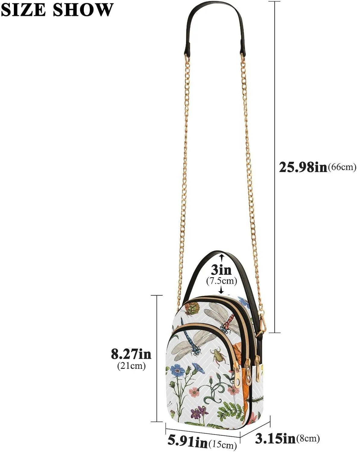Women's Wave Cross Body Chest Bag, 52 inch Gold Chain Shoulder Handbag Purse