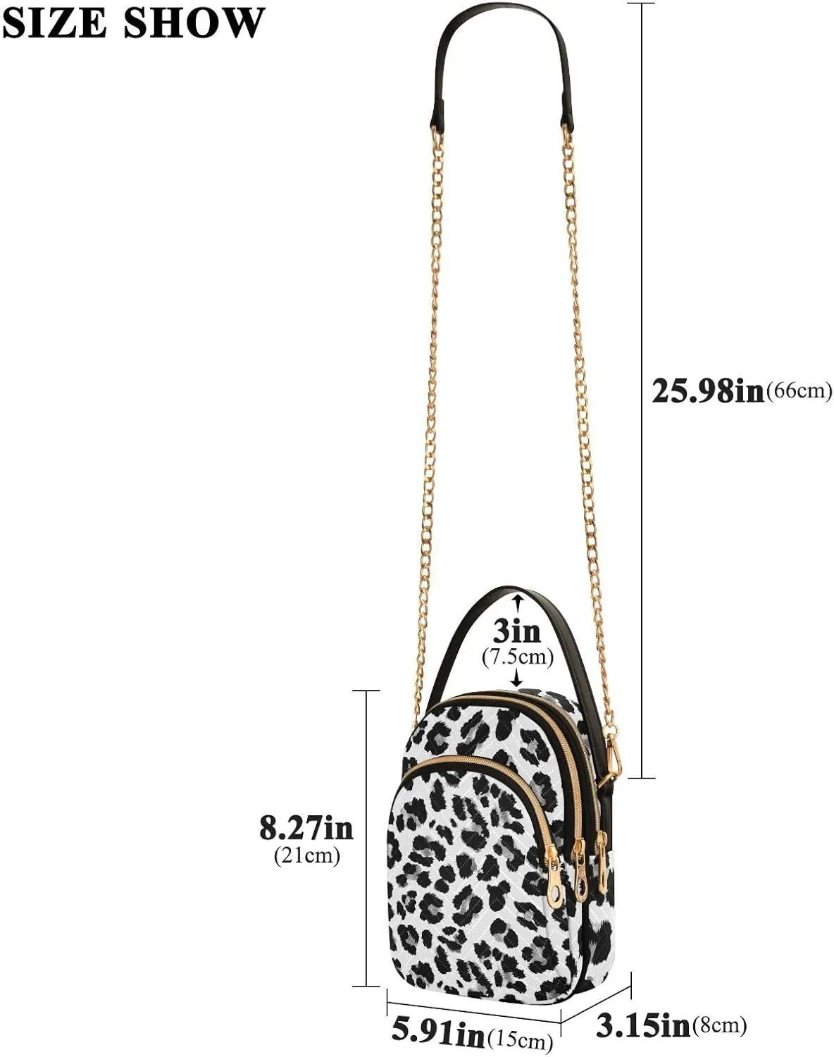 Women's Wave Cross Body Chest Bag, 52 inch Gold Chain Shoulder Handbag Purse