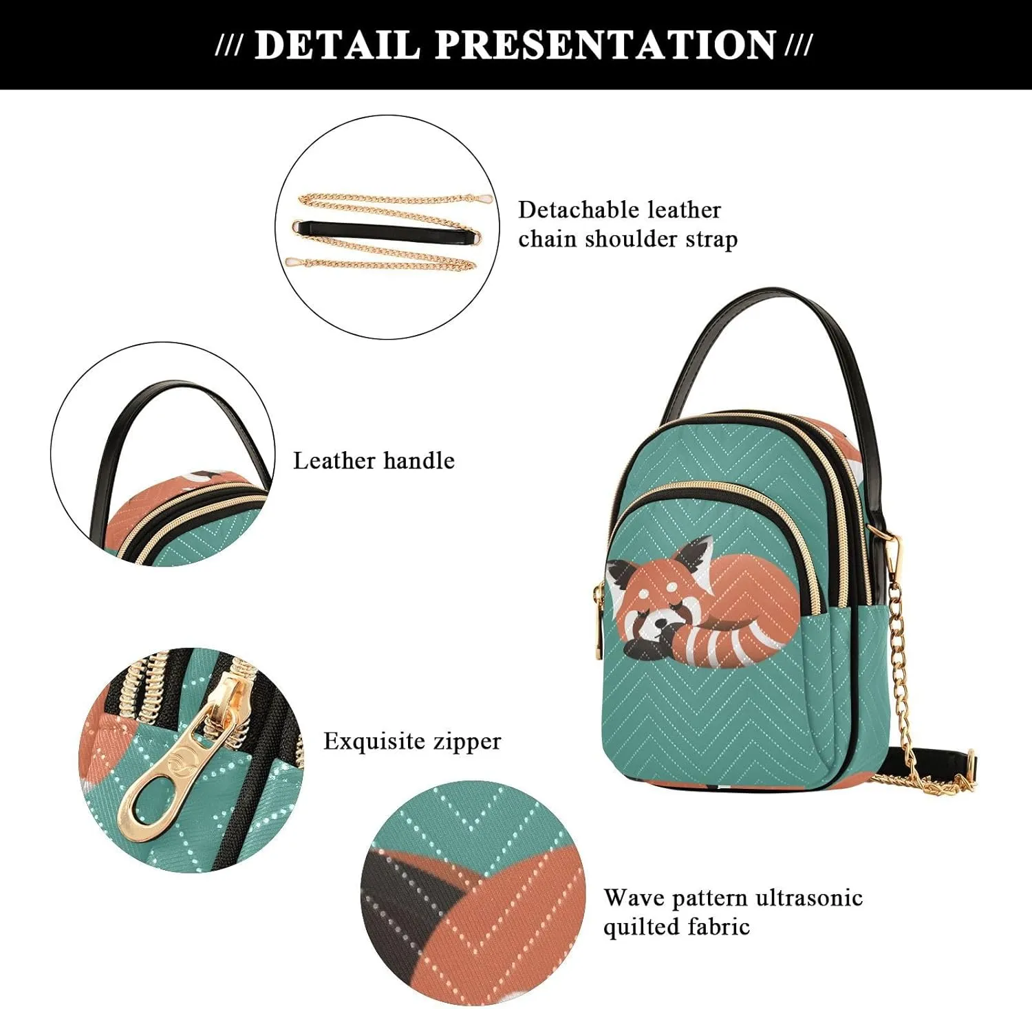 Women's Wave Cross Body Chest Bag, 52 inch Gold Chain Shoulder Handbag Purse