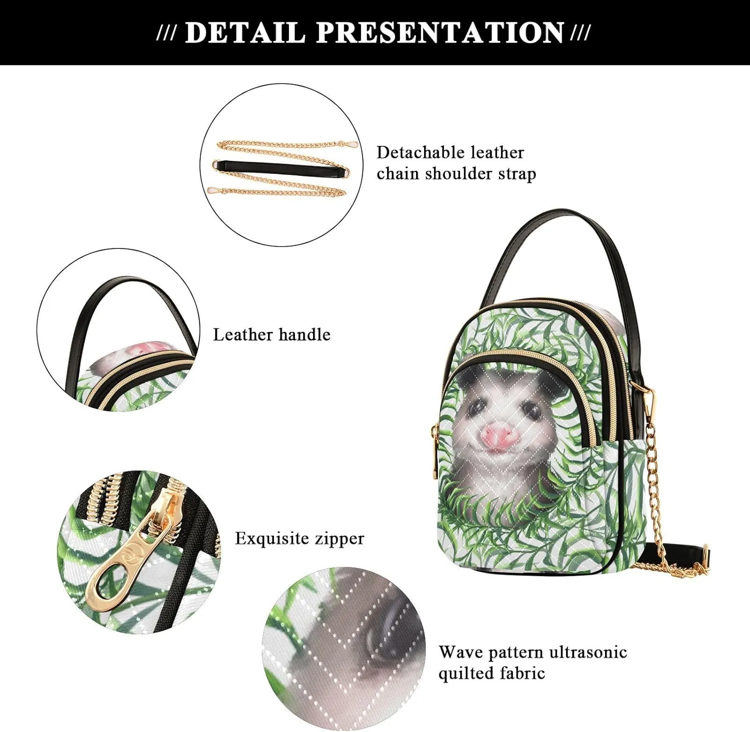 Women's Wave Cross Body Chest Bag, 52 inch Gold Chain Shoulder Handbag Purse