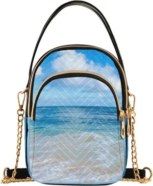 Women's Wave Cross Body Chest Bag, 52 inch Gold Chain Shoulder Handbag Purse