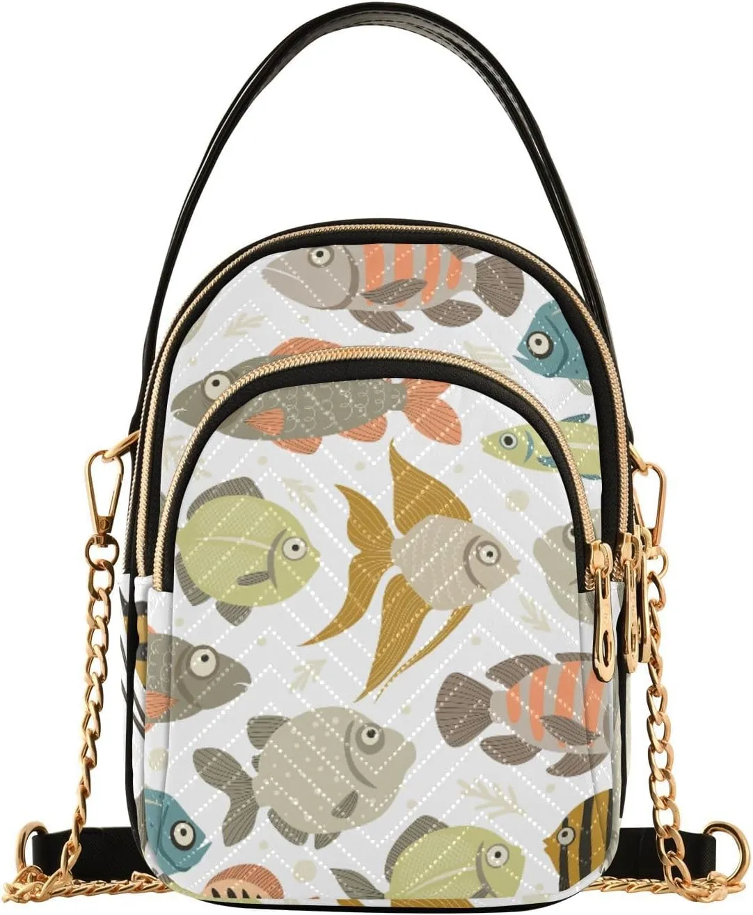 Women's Wave Cross Body Chest Bag, 52 inch Gold Chain Shoulder Handbag Purse