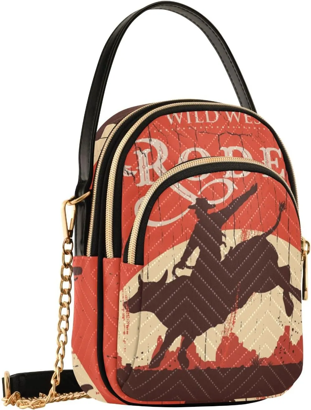 Women's Wave Cross Body Chest Bag, 52 inch Gold Chain Shoulder Handbag Purse