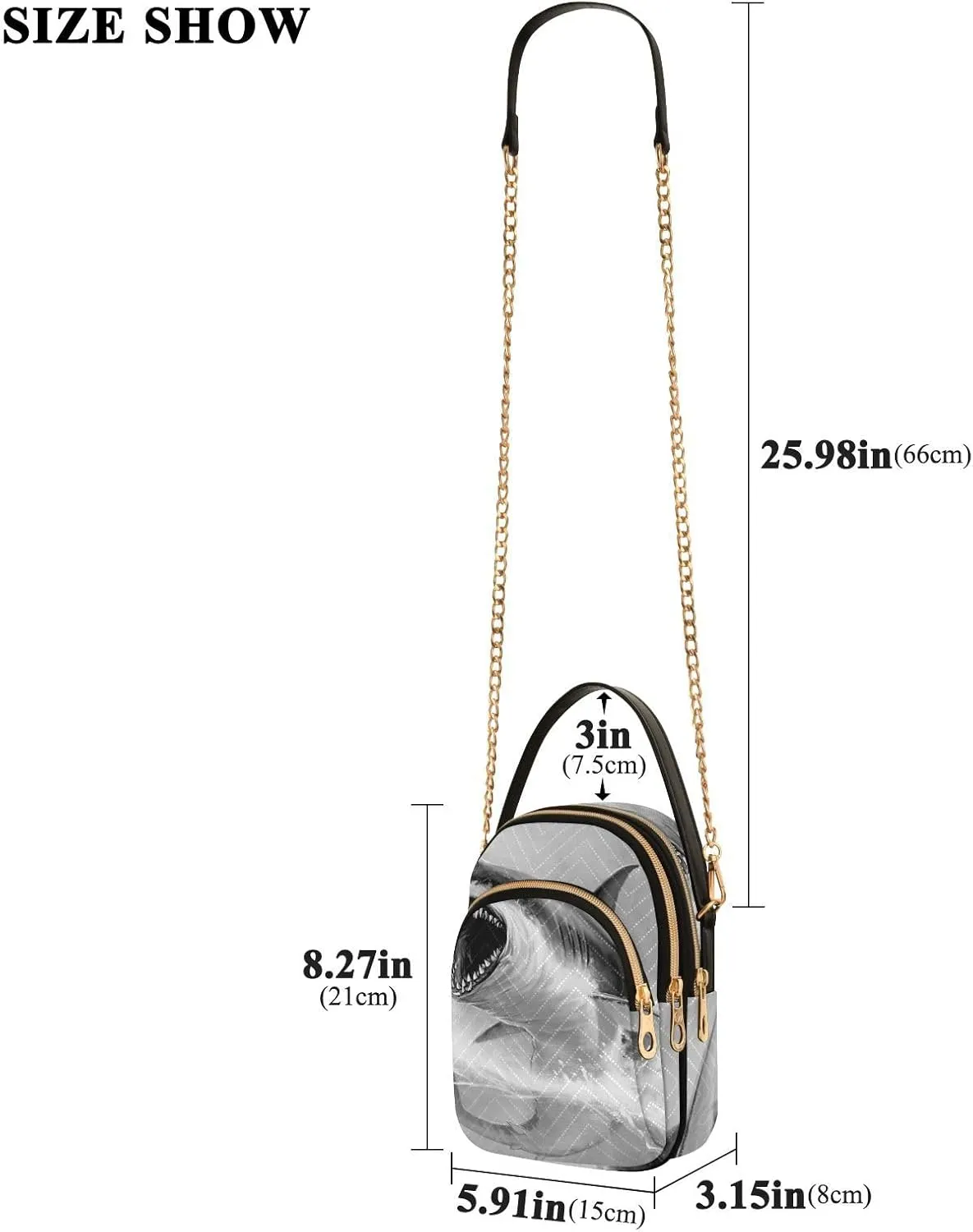 Women's Wave Cross Body Chest Bag, 52 inch Gold Chain Shoulder Handbag Purse