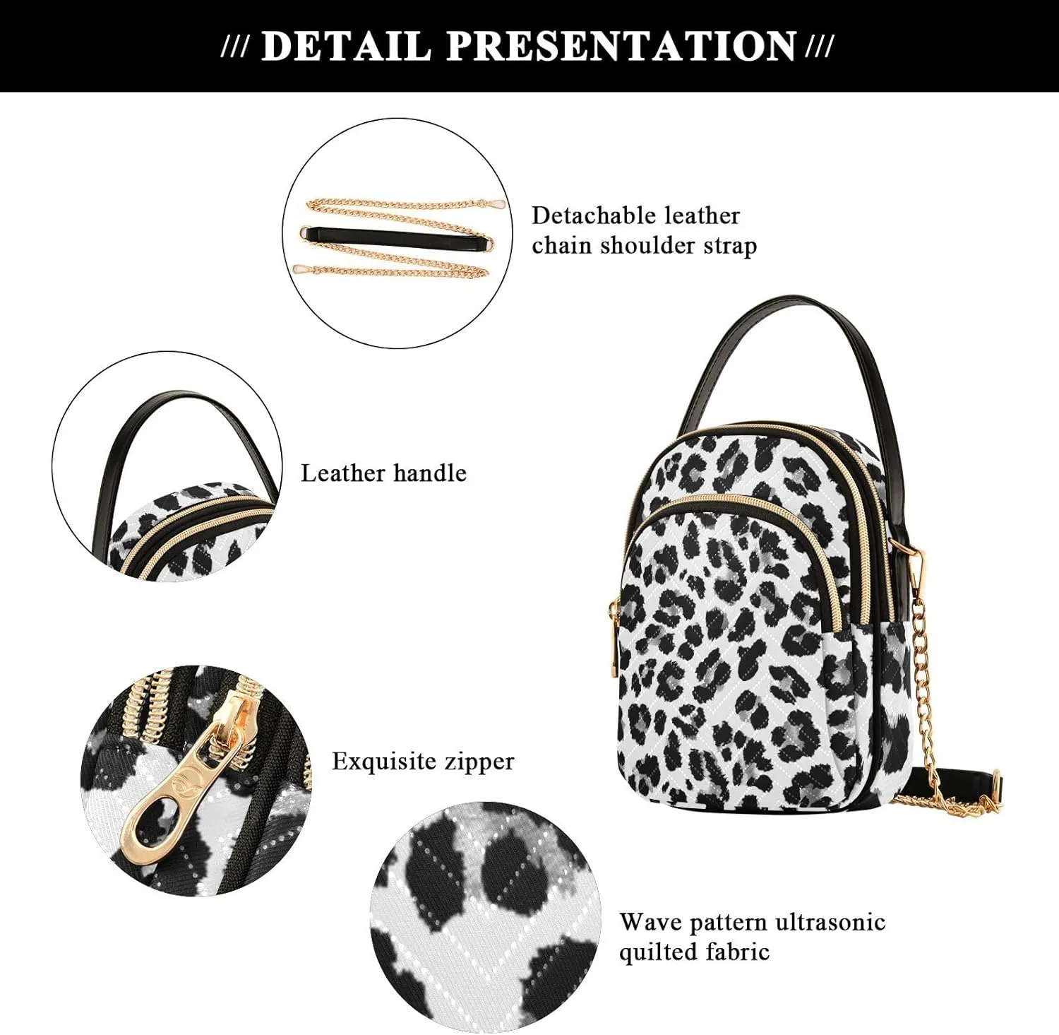 Women's Wave Cross Body Chest Bag, 52 inch Gold Chain Shoulder Handbag Purse