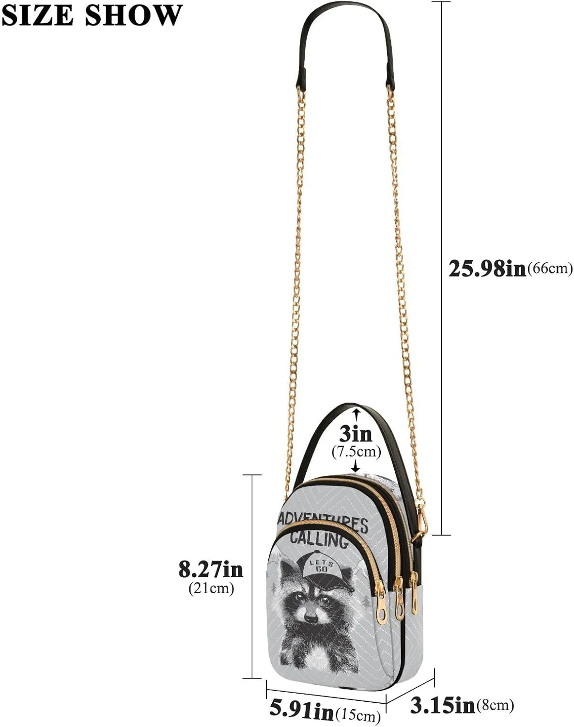 Women's Wave Cross Body Chest Bag, 52 inch Gold Chain Shoulder Handbag Purse
