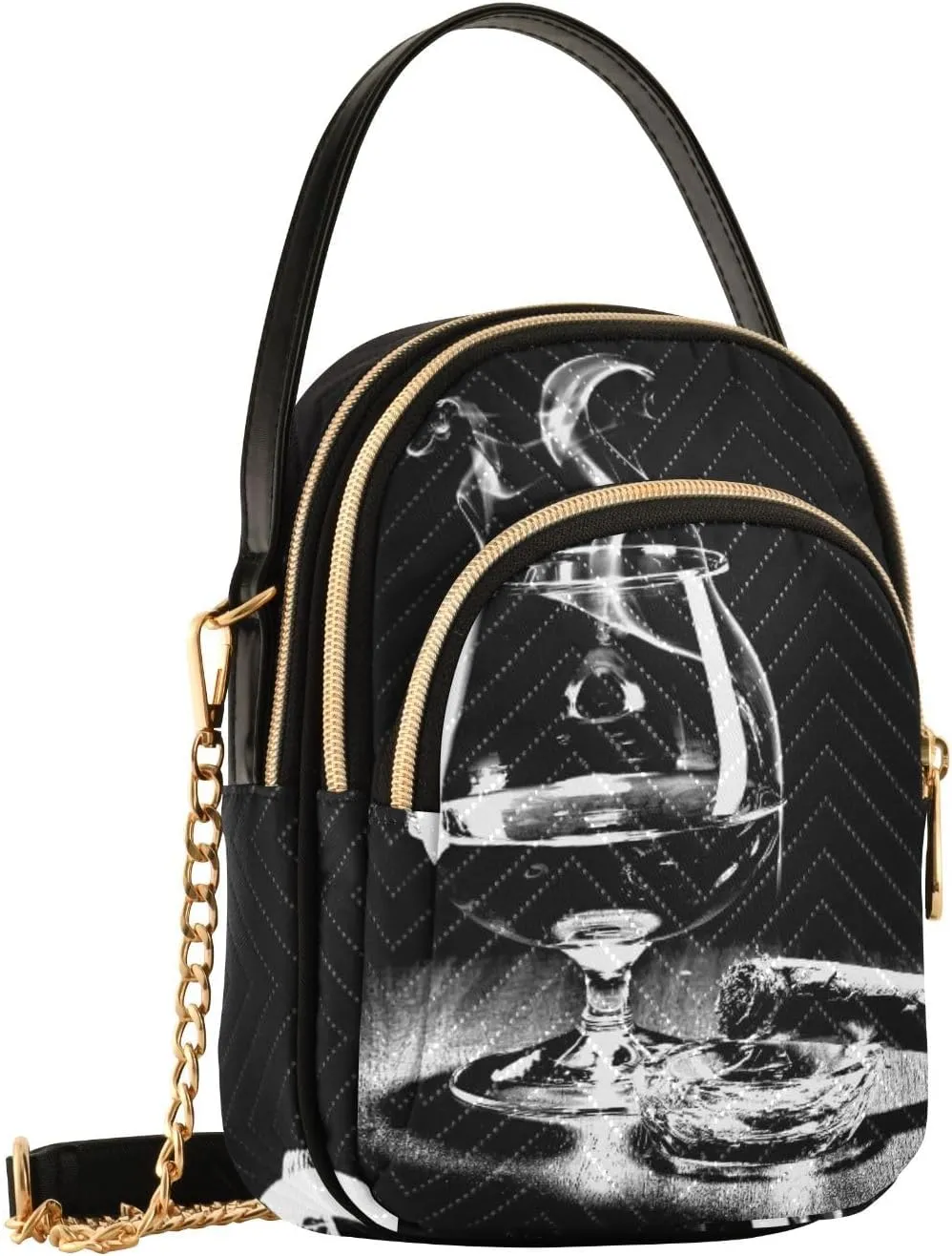 Women's Wave Cross Body Chest Bag, 52 inch Gold Chain Shoulder Handbag Purse