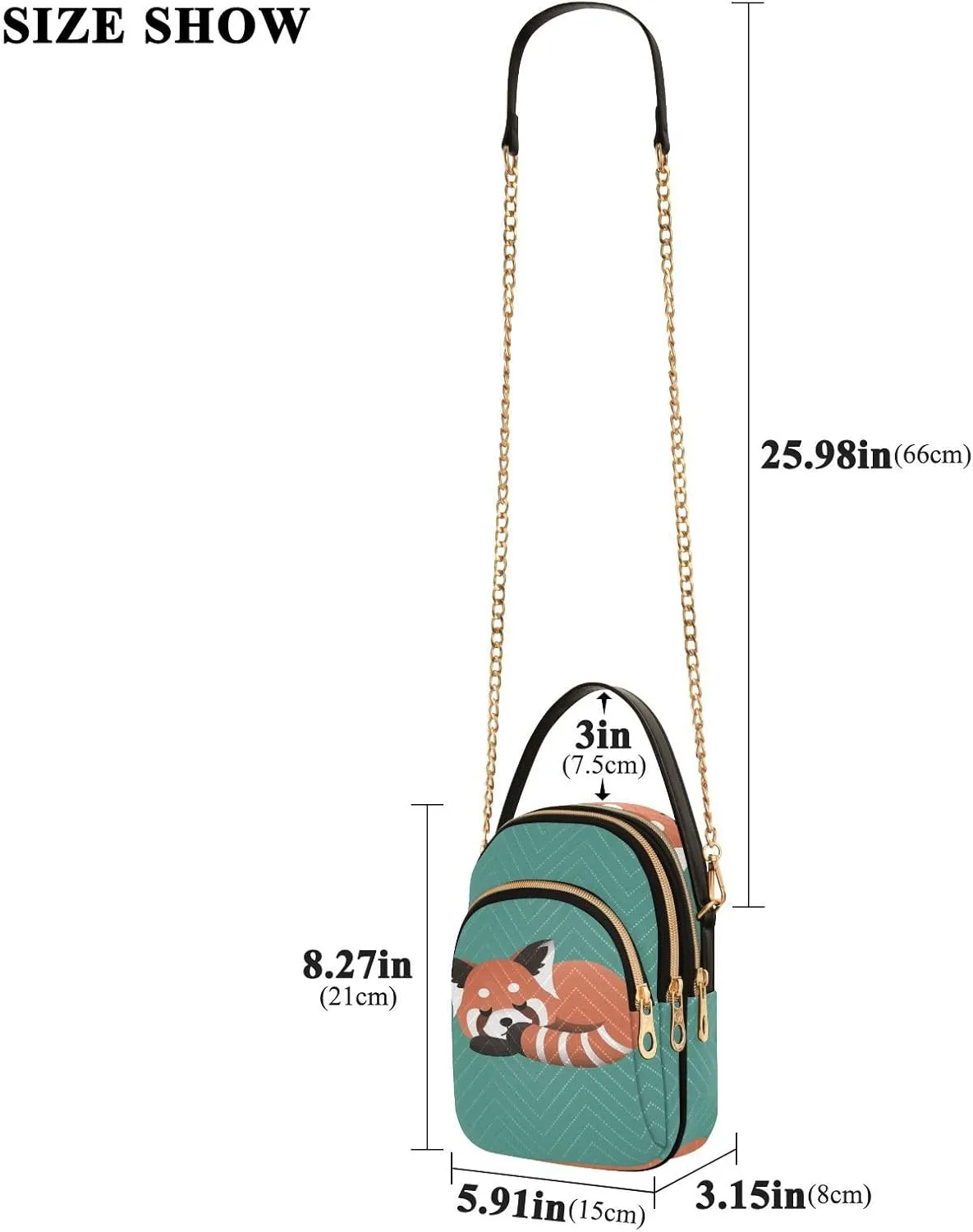 Women's Wave Cross Body Chest Bag, 52 inch Gold Chain Shoulder Handbag Purse