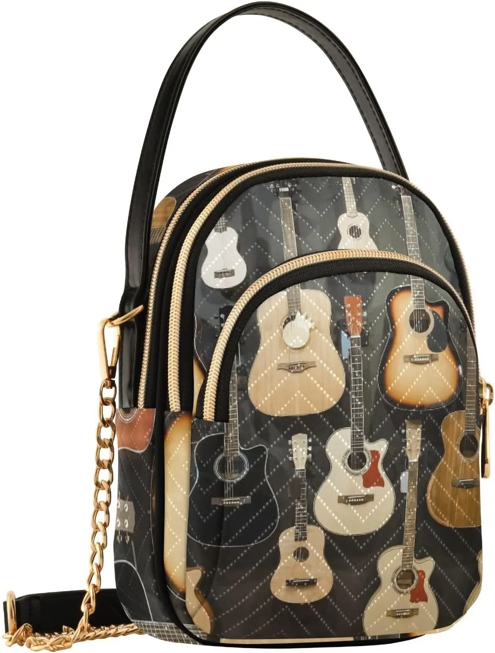 Women's Wave Cross Body Chest Bag, 52 inch Gold Chain Shoulder Handbag Purse