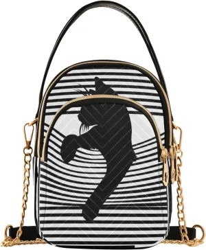 Women's Wave Cross Body Chest Bag, 52 inch Gold Chain Shoulder Handbag Purse