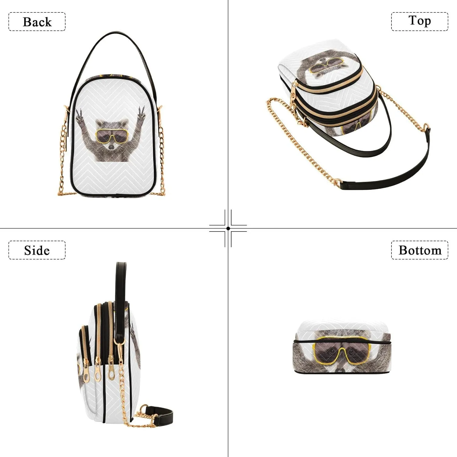 Women's Wave Cross Body Chest Bag, 52 inch Gold Chain Shoulder Handbag Purse