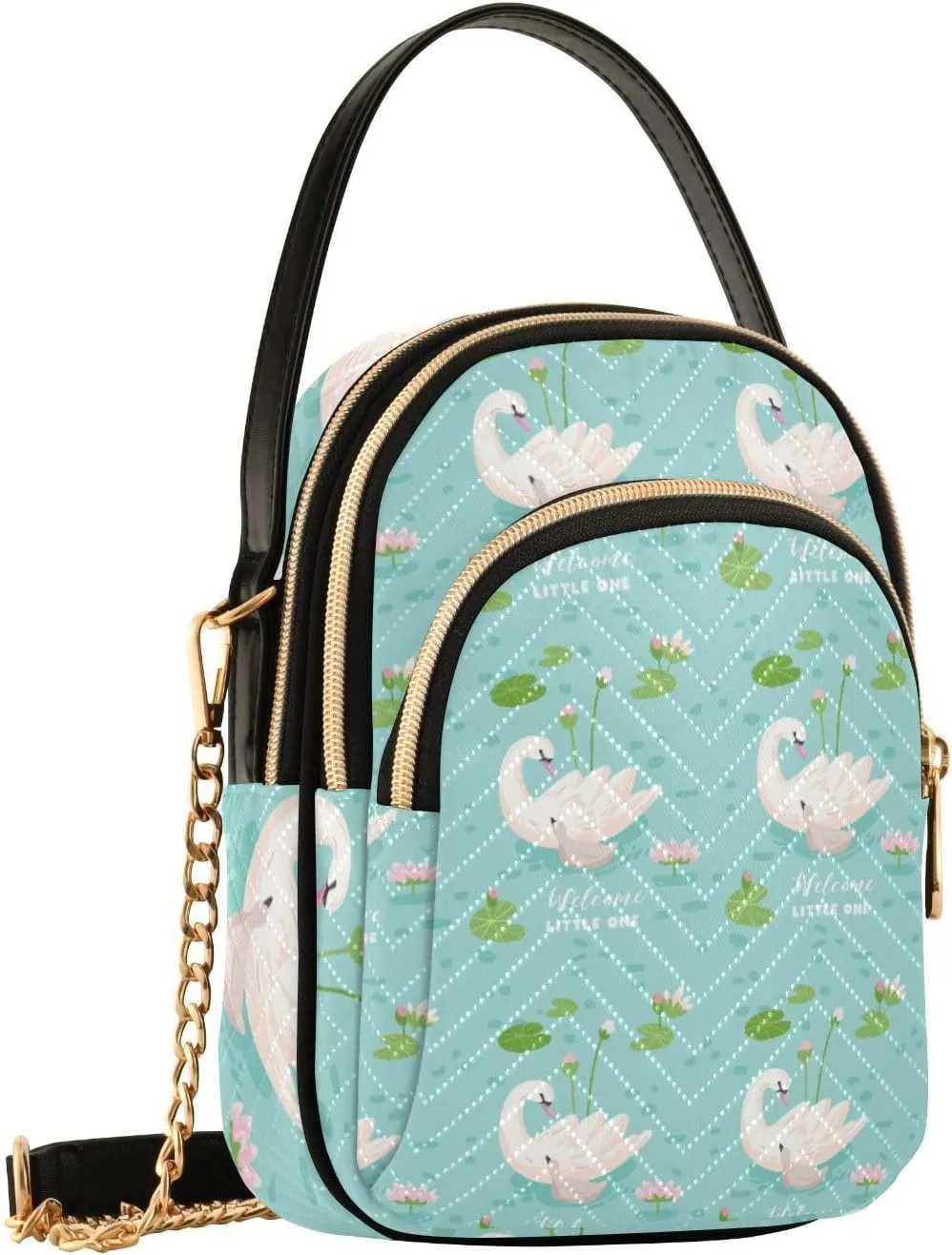 Women's Wave Cross Body Chest Bag, 52 inch Gold Chain Shoulder Handbag Purse