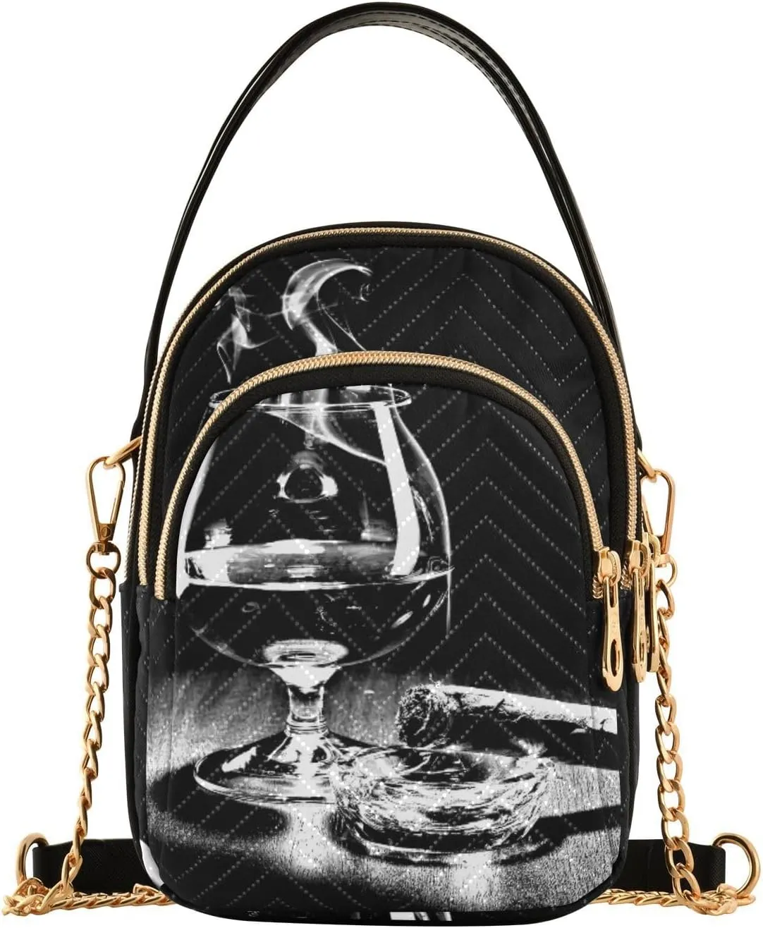 Women's Wave Cross Body Chest Bag, 52 inch Gold Chain Shoulder Handbag Purse