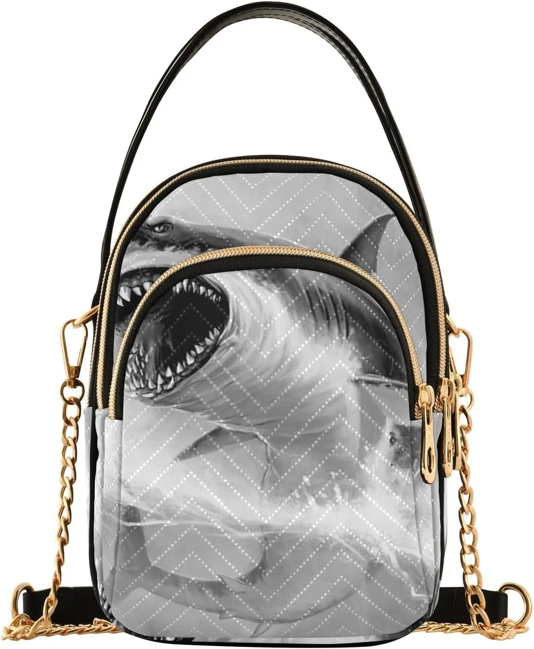 Women's Wave Cross Body Chest Bag, 52 inch Gold Chain Shoulder Handbag Purse