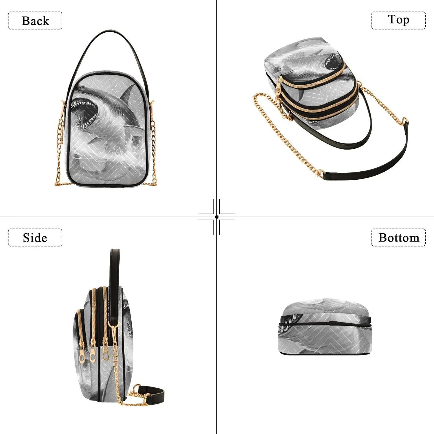 Women's Wave Cross Body Chest Bag, 52 inch Gold Chain Shoulder Handbag Purse