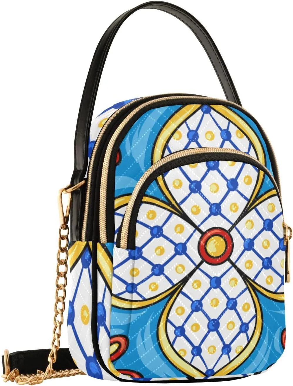 Women's Wave Cross Body Chest Bag, 52 inch Gold Chain Shoulder Handbag Purse