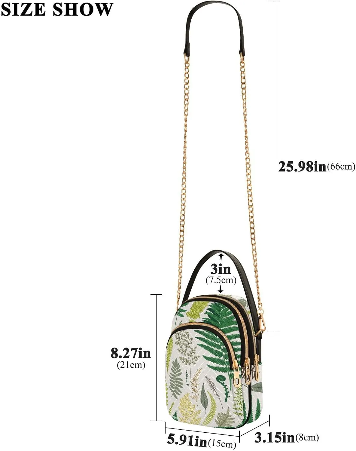 Women's Wave Cross Body Chest Bag, 52 inch Gold Chain Shoulder Handbag Purse