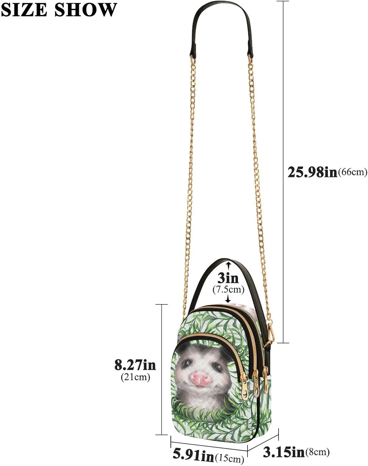 Women's Wave Cross Body Chest Bag, 52 inch Gold Chain Shoulder Handbag Purse