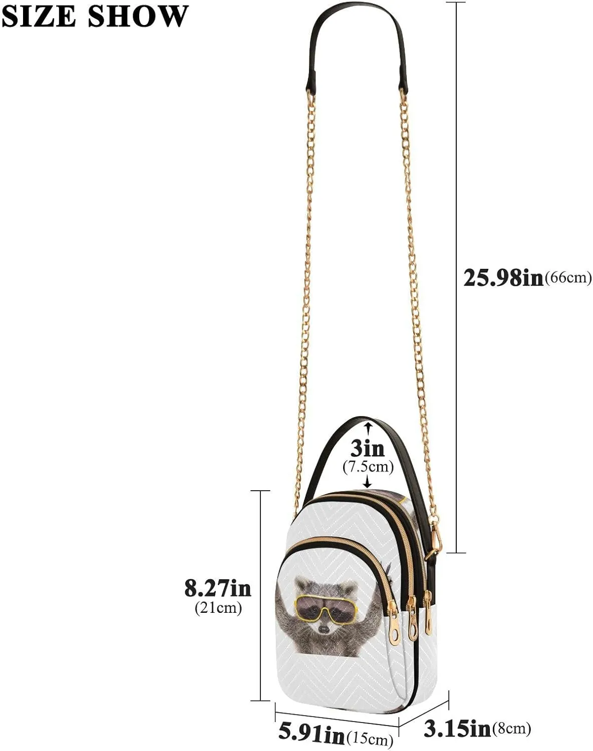 Women's Wave Cross Body Chest Bag, 52 inch Gold Chain Shoulder Handbag Purse