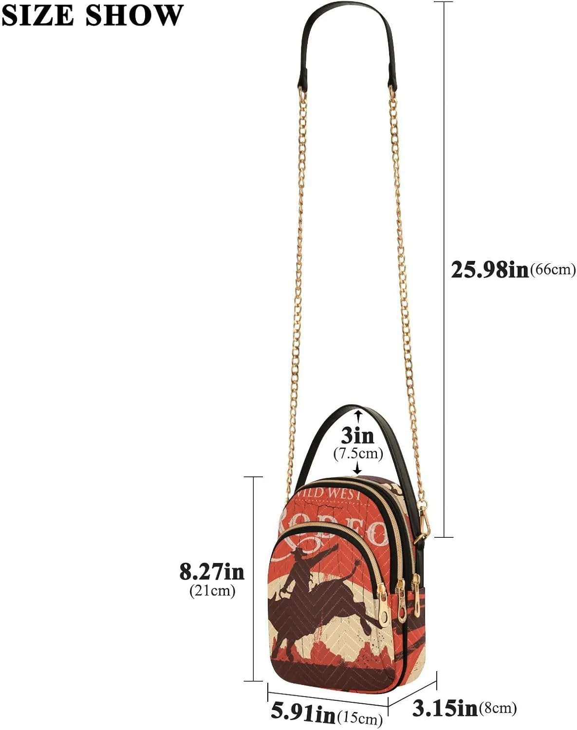 Women's Wave Cross Body Chest Bag, 52 inch Gold Chain Shoulder Handbag Purse