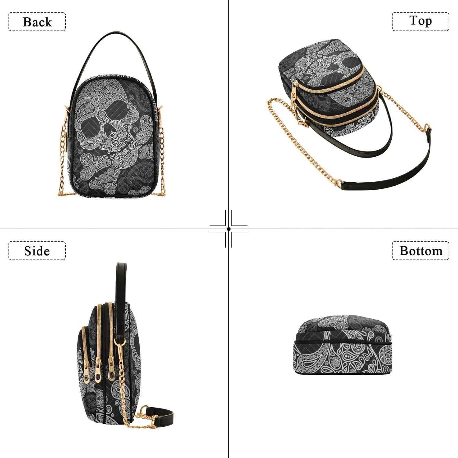 Women's Wave Cross Body Chest Bag, 52 inch Gold Chain Shoulder Handbag Purse