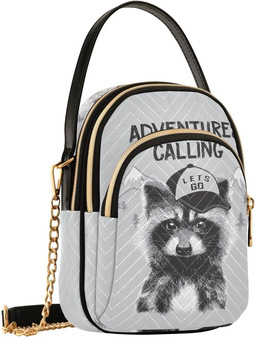 Women's Wave Cross Body Chest Bag, 52 inch Gold Chain Shoulder Handbag Purse