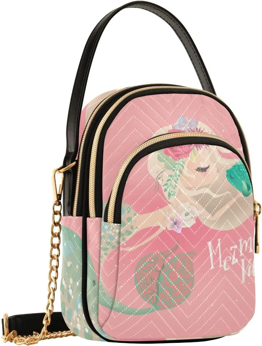 Women's Wave Cross Body Chest Bag, 52 inch Gold Chain Shoulder Handbag Purse