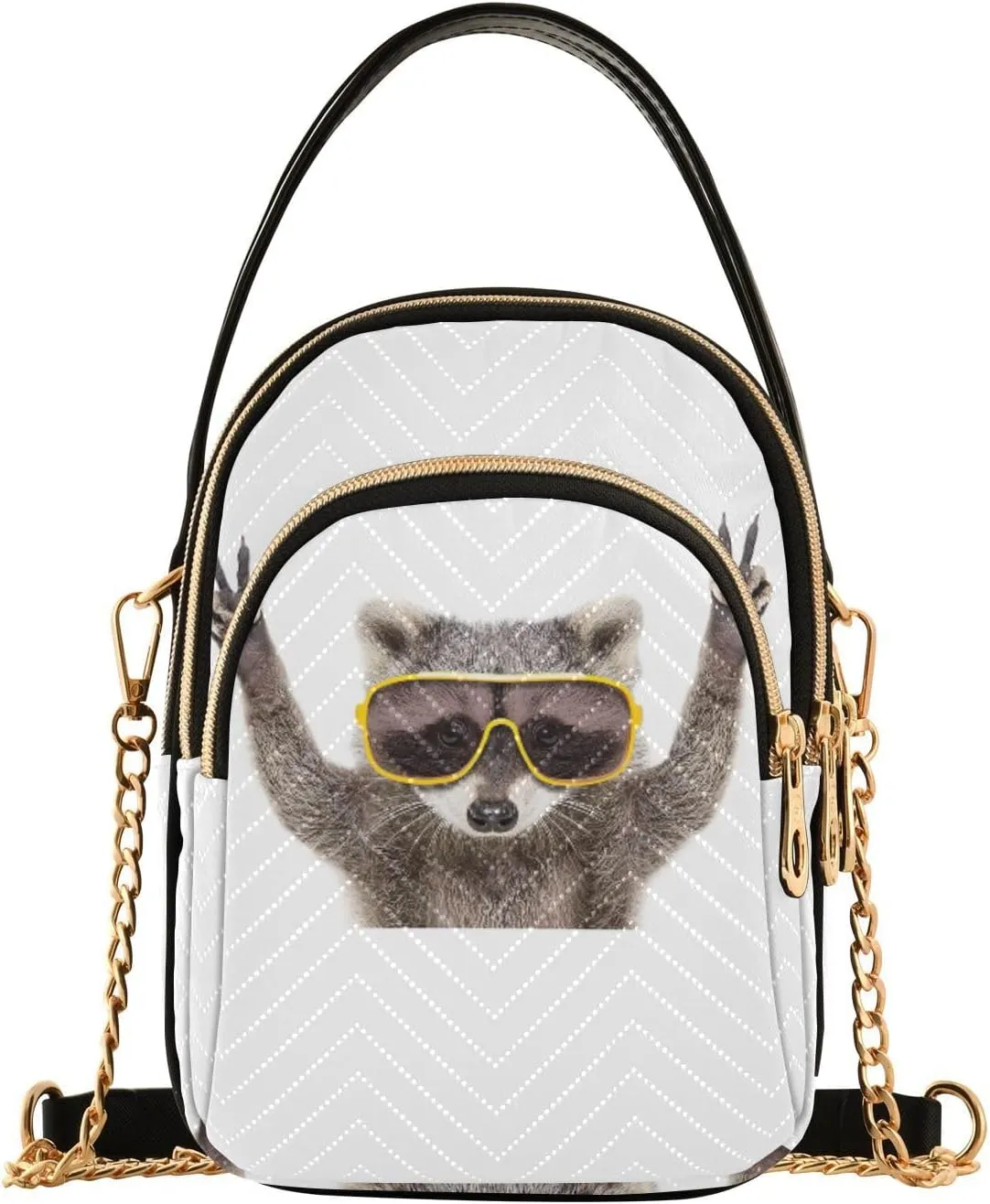 Women's Wave Cross Body Chest Bag, 52 inch Gold Chain Shoulder Handbag Purse